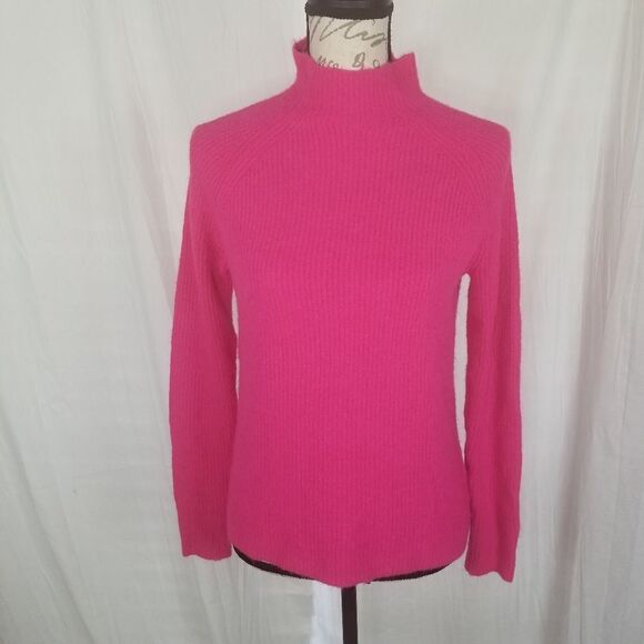 Halogen Fuzzy Pink Raglan Sleeve Mock Turtleneck Sweater Size‎ XS - Picture 1 of 7